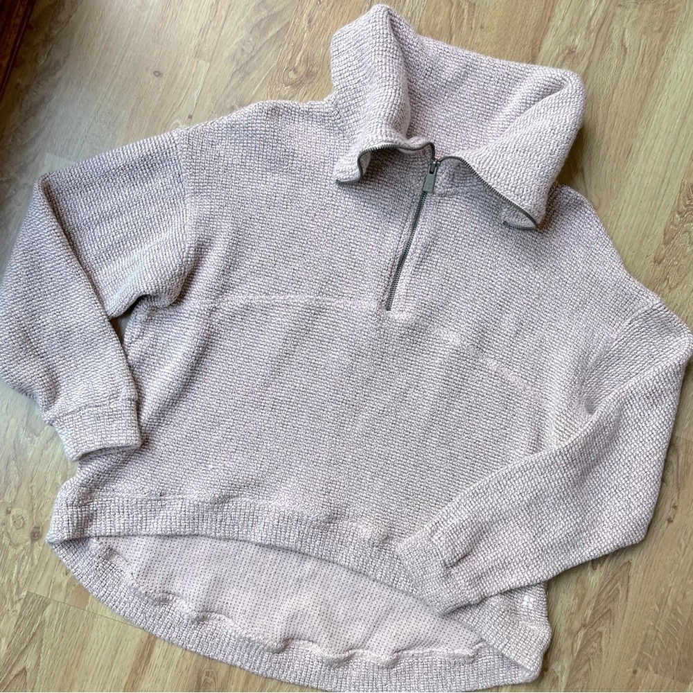 Sweaty Betty Pink Restful Boucle Half Zip Sweater Sz 4